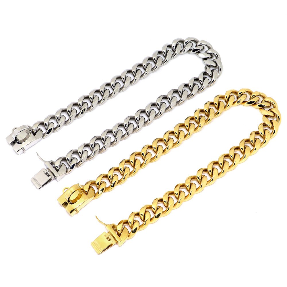 18K Gold Dog Chain Collar Cuban Link Heavy Duty Super Strong Chew Proof - Best Buddy Store
