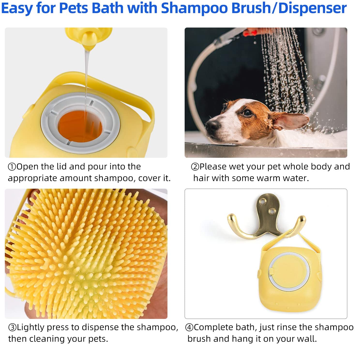 Pet Shampoo Grooming Brush for Bathing and Shedding Short Hair Soft Silicone Rubber Bristle Brushes Massage Comb - BestBuddyStore
