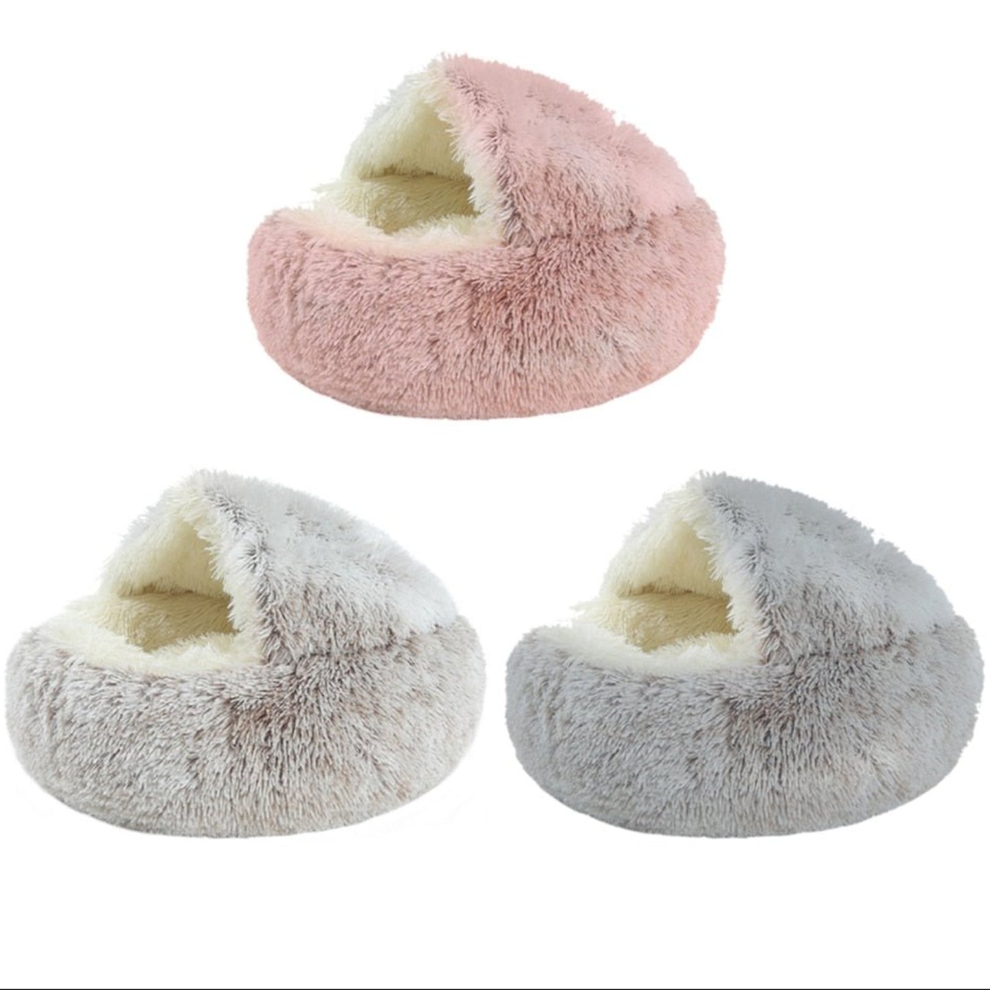 Round Warm House Soft Long Plush Sleeping Cat Bed - Best Buddy Store