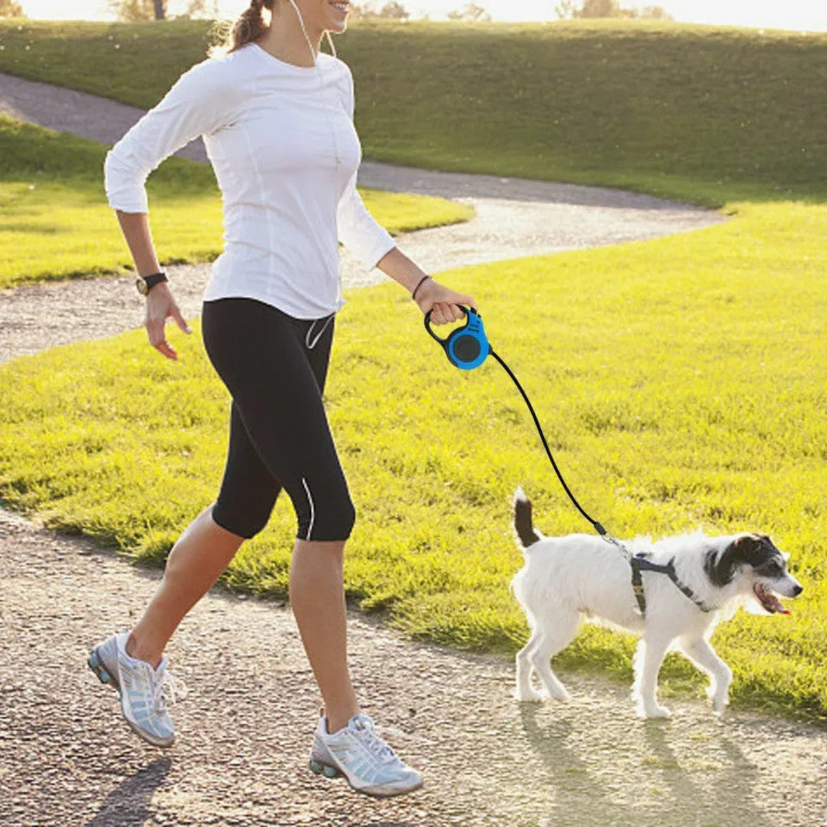 16.5FT Retractable Dog Leash Cord Style, Compact Handle, One-Touch Lock