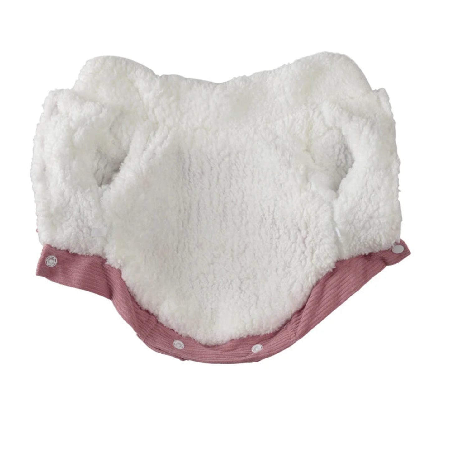 White sherpa lined diaper with pink trim