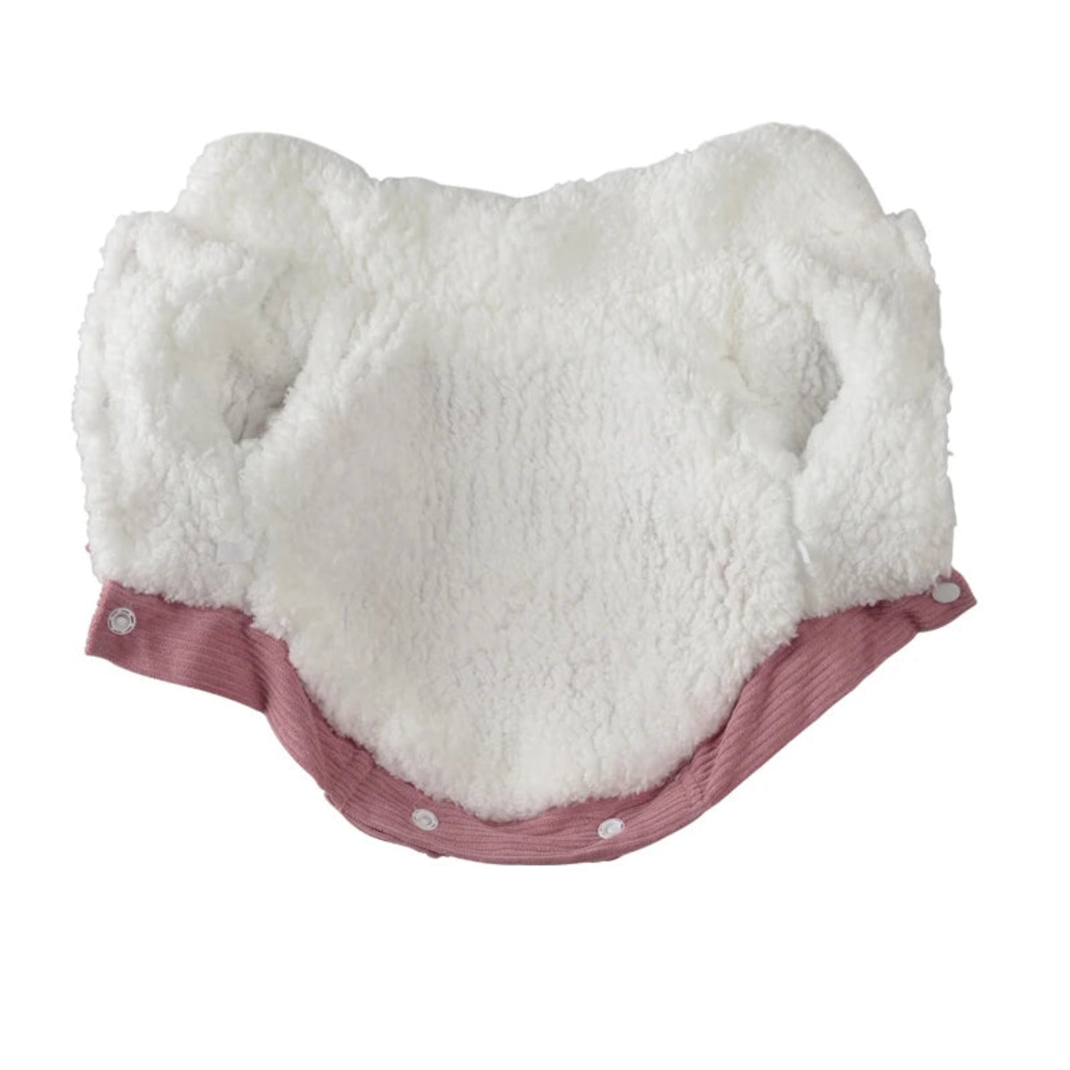 White sherpa lined diaper with pink trim