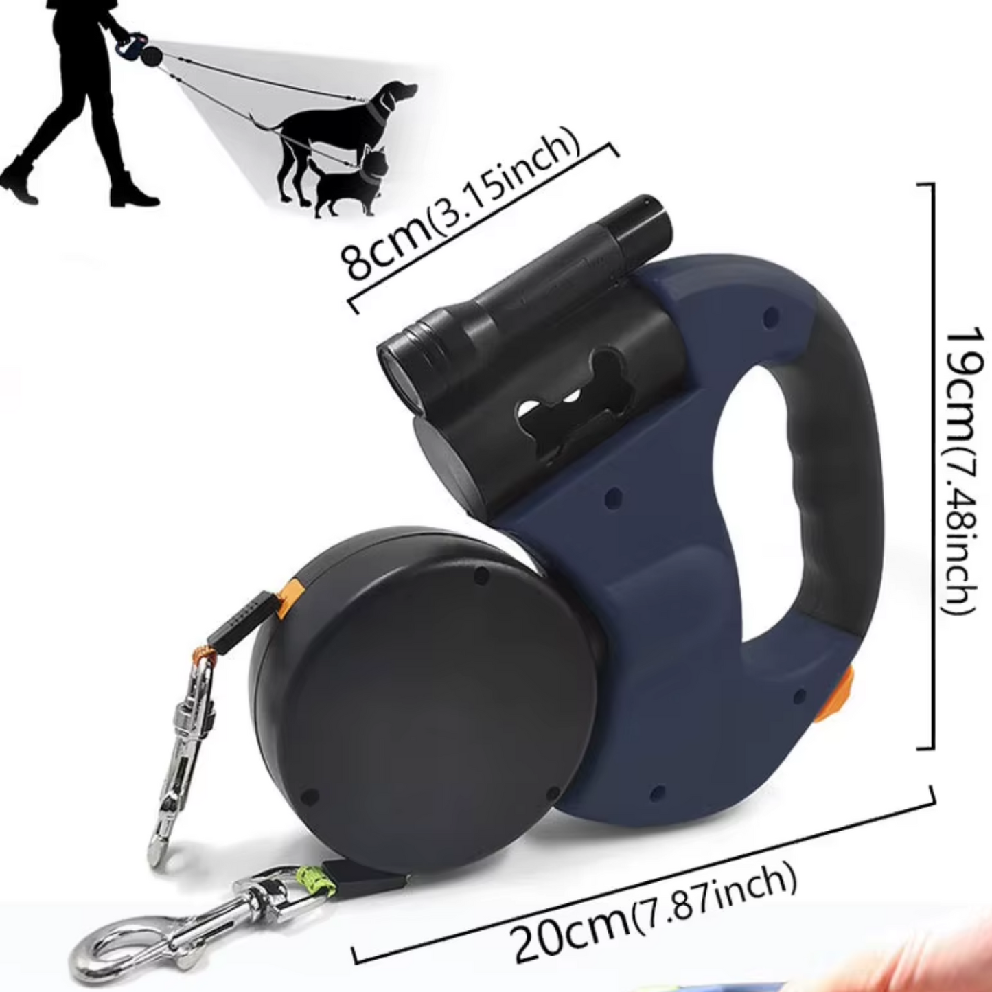 Dual Retractable Dog Leash with Reflective Coupler