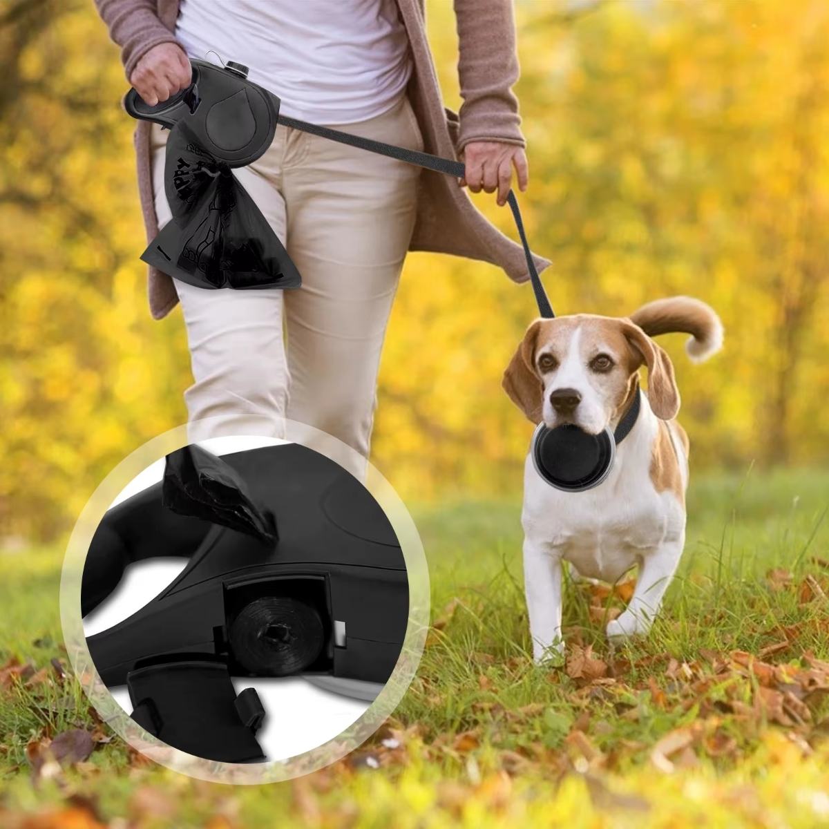 Durable Dog Leash Automatic Retractable With Water Bottle Bowl - Best Buddy Store