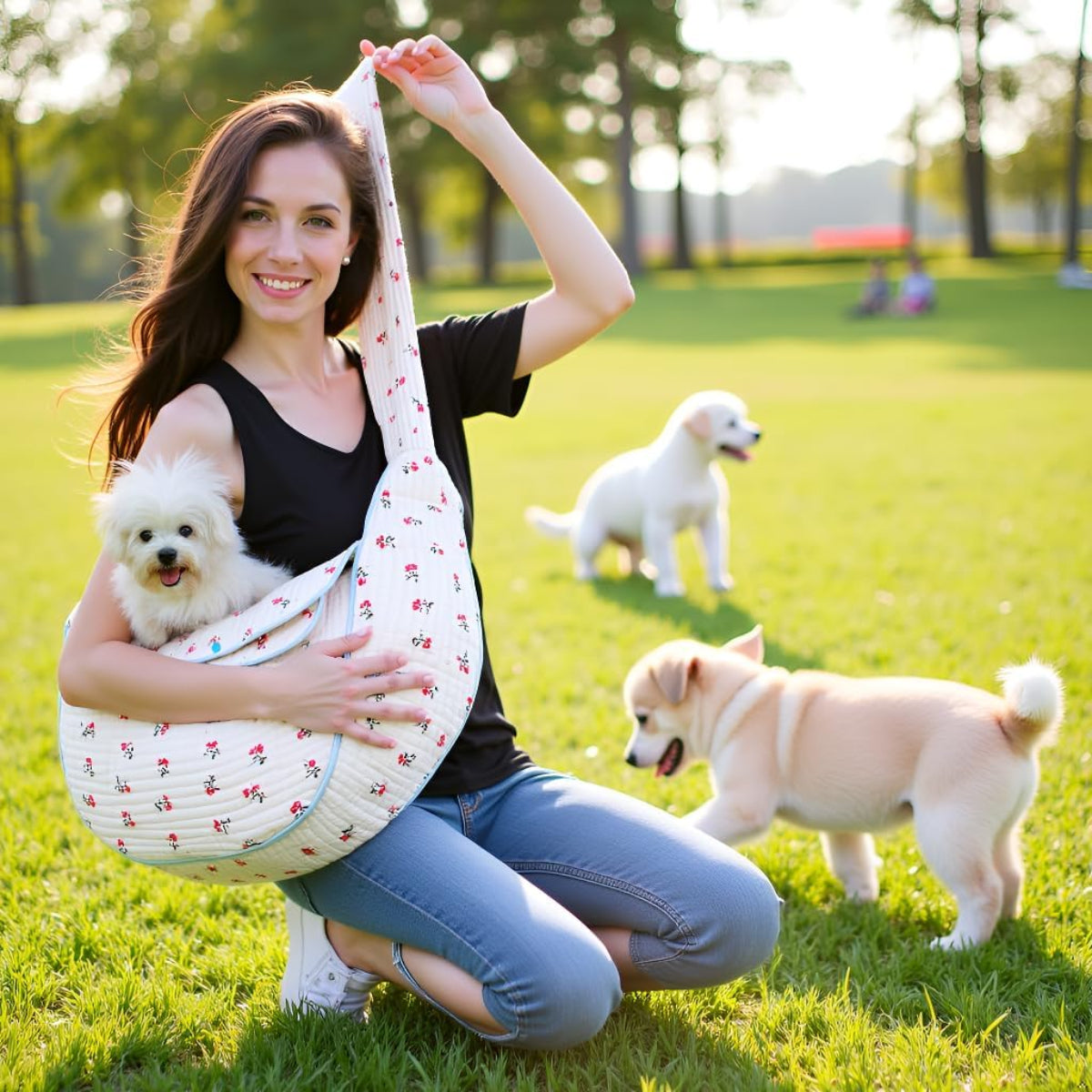 Floral Pet Carrier Sling Bag