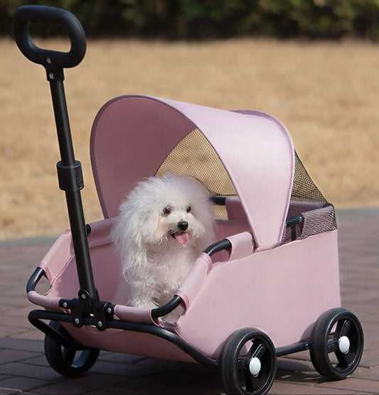 Foldable Pet Stroller with Shed
