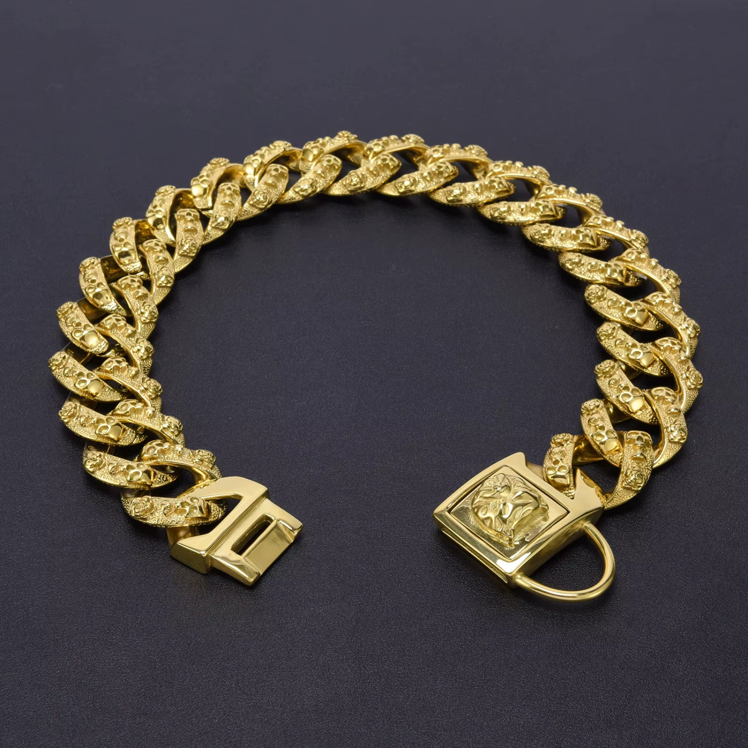 Heavy Duty Cuban Link Gold Chain Dog Collar