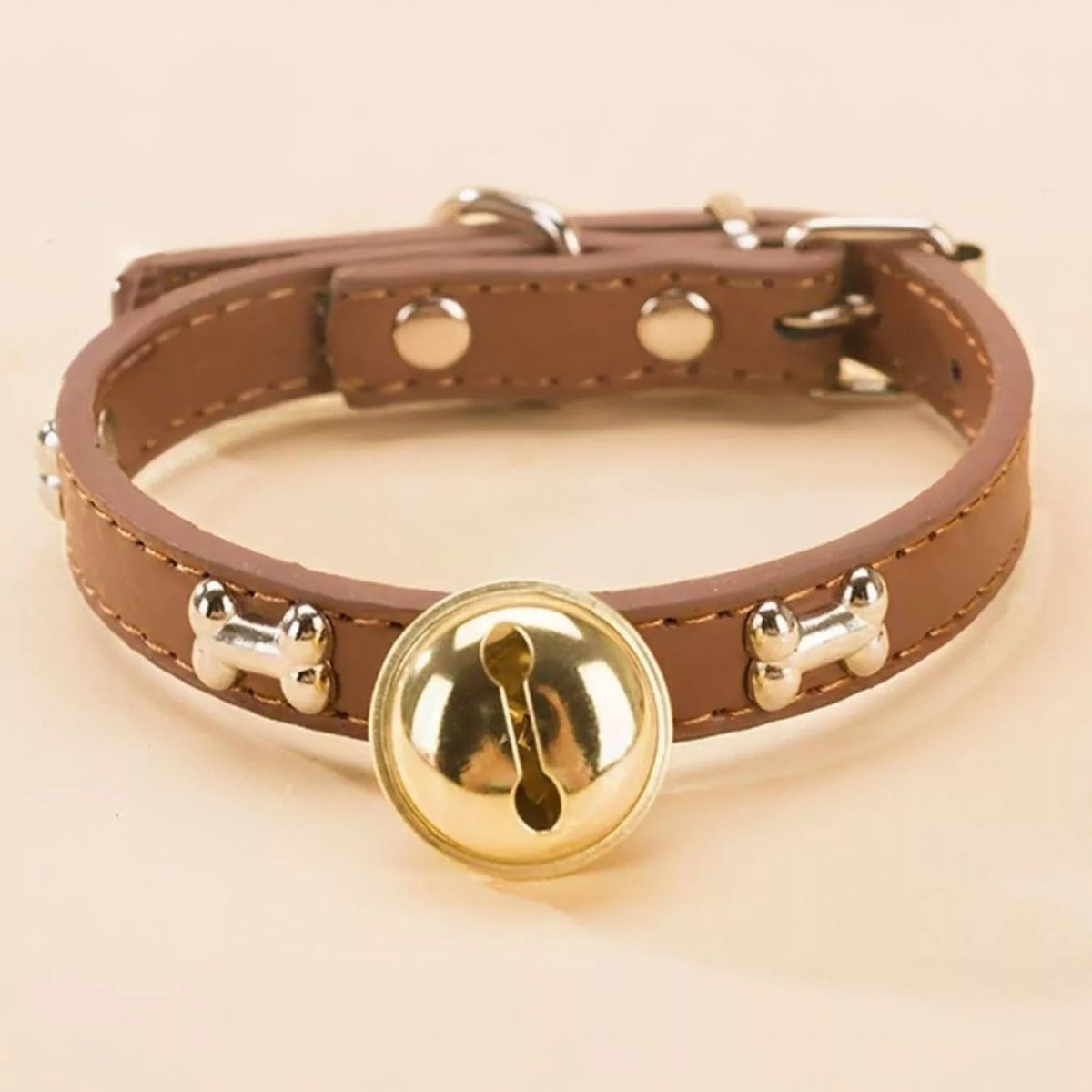 Leather Pet Collar with Bell