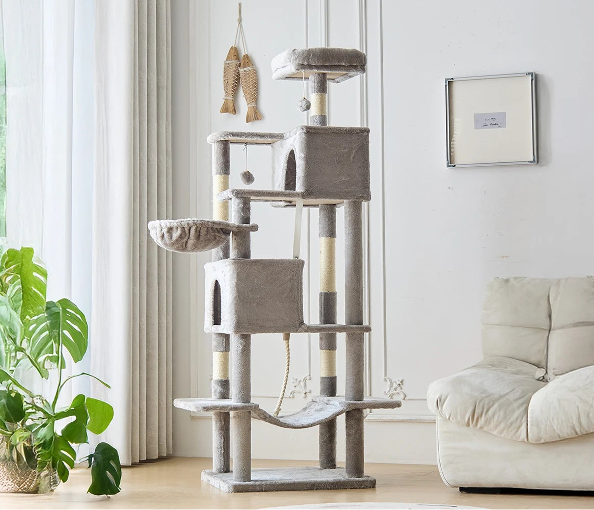 Multi Level Climbing Condo Natural Sisal Scratching Posts Cat House