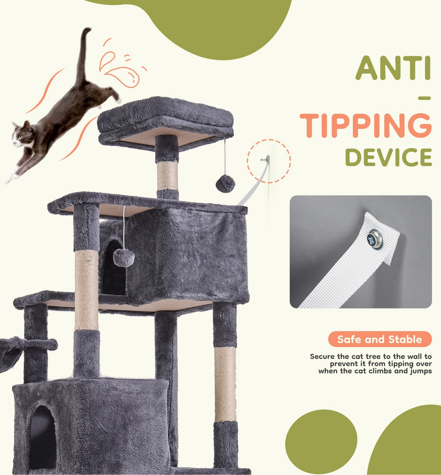 Multi Level Climbing Condo Natural Sisal Scratching Posts Cat House