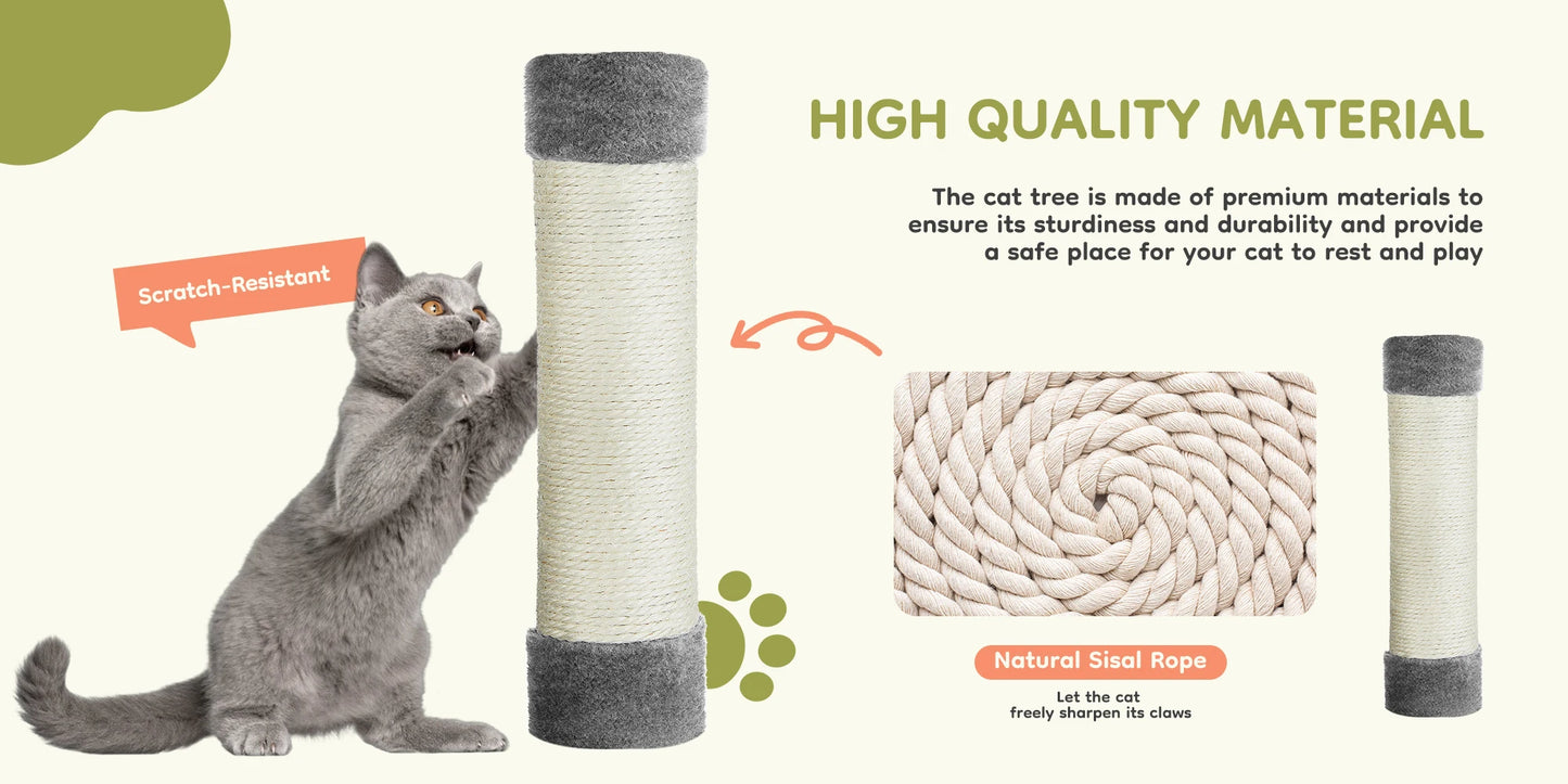 Multi Level Climbing Condo Natural Sisal Scratching Posts Cat House