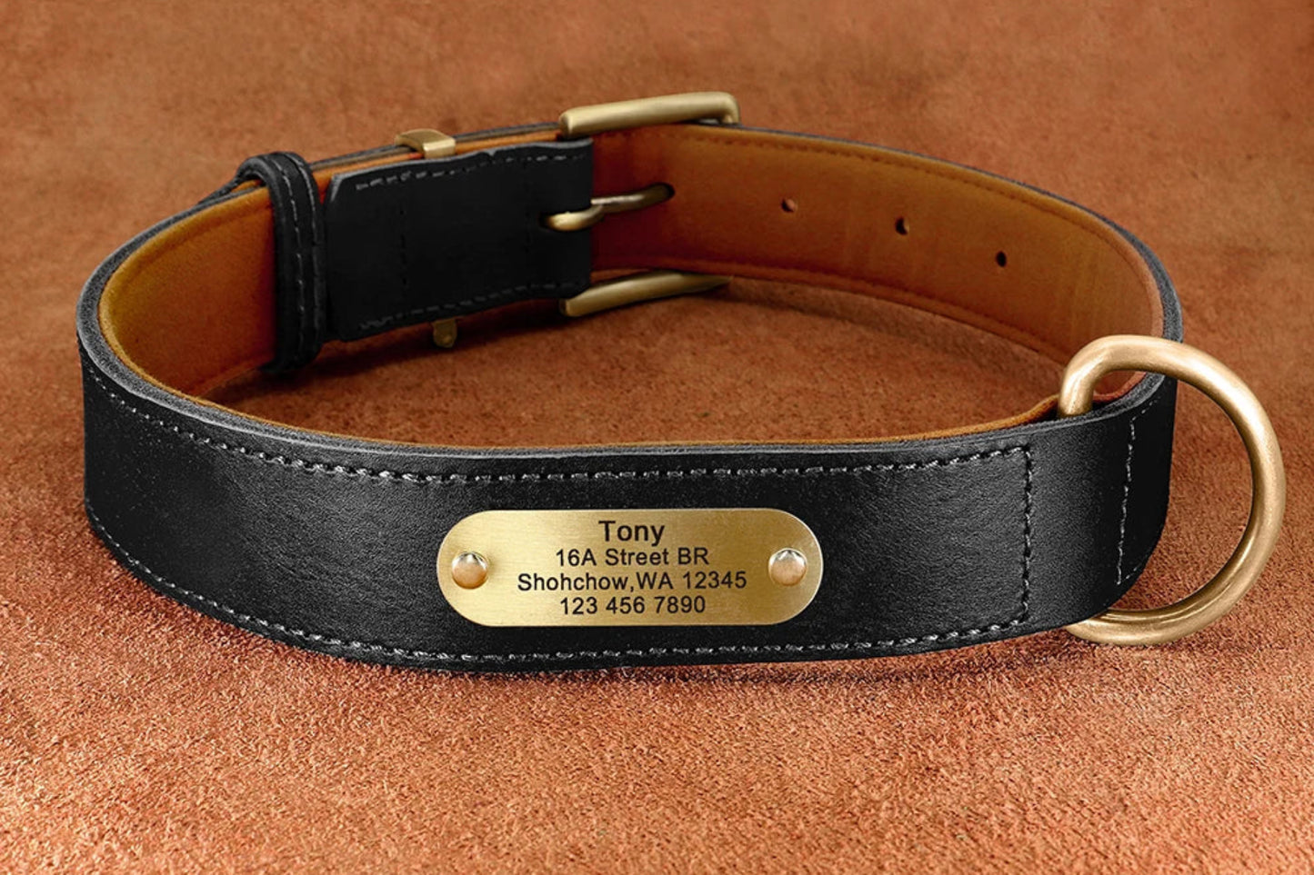 Personalized Leather Dog Collar - Free Engraving
