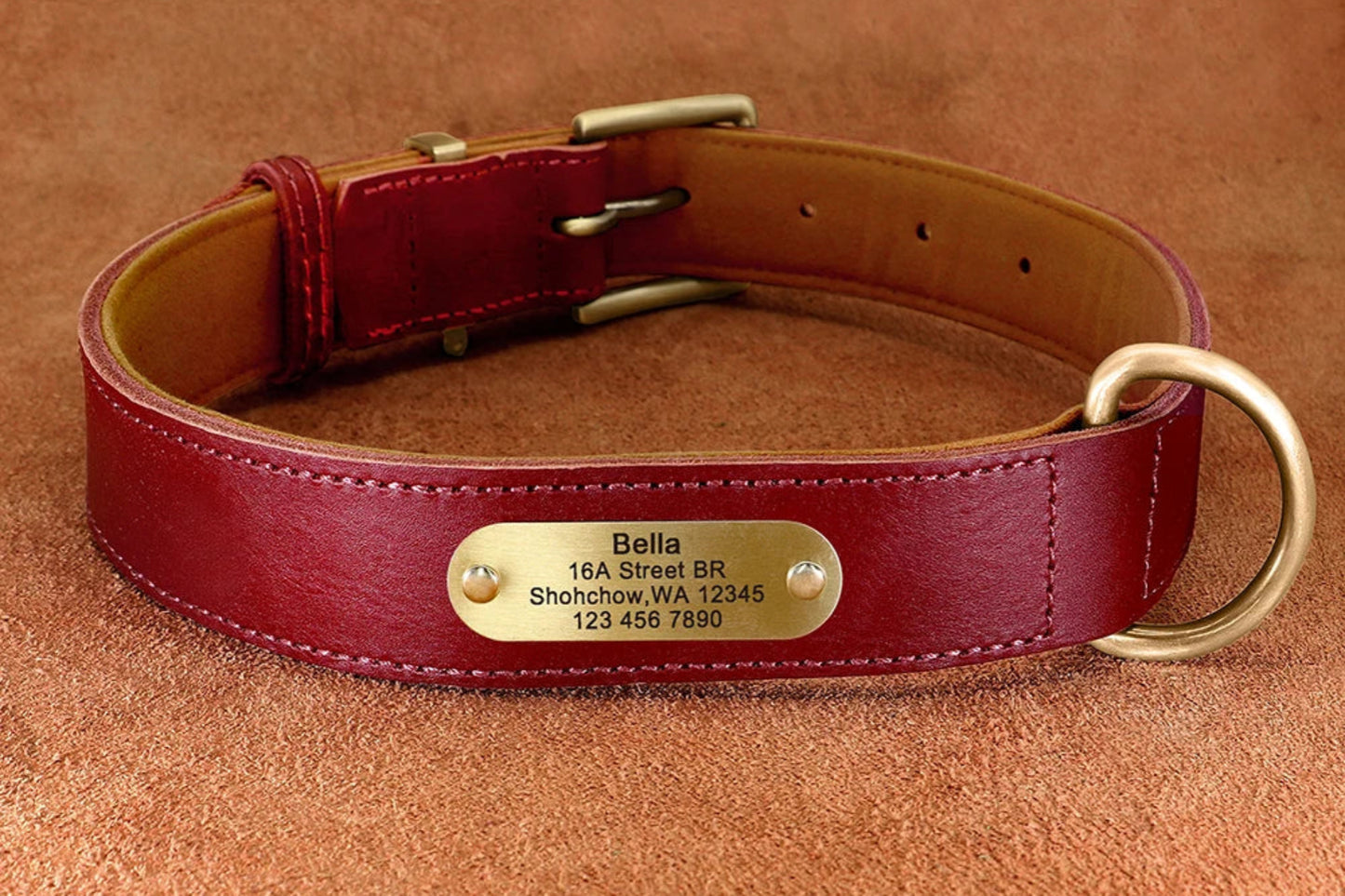 Personalized Leather Dog Collar - Free Engraving