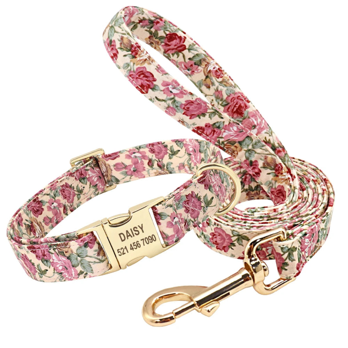 Personalized Nylon Dog Collar & Leash Set