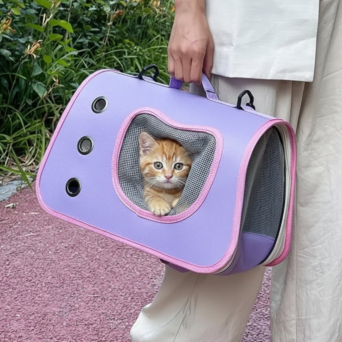 Portable Pet Carrier Bag – Foldable & Breathable for Cats and Small Dogs