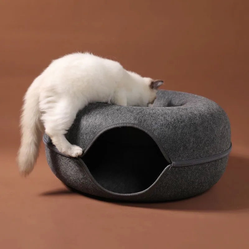 Cozy Donut Cat Bed & Tunnel