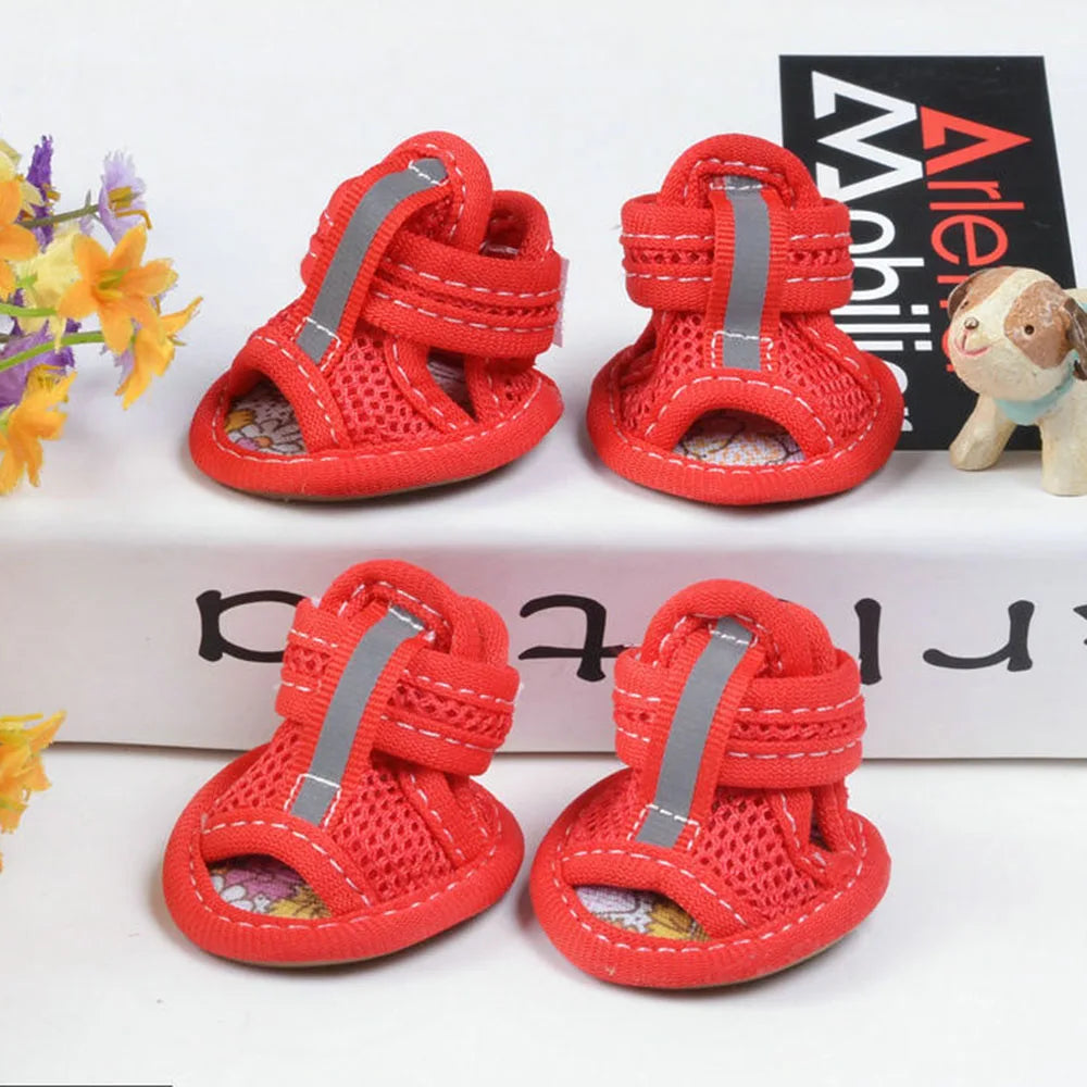 Breathable Mesh Dog Sandals  Non Slip Rubber Sole 4 Dog Shoes for Walking