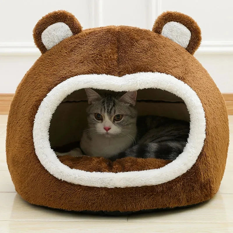 Brown Cat Bed Cozy Pet Tent