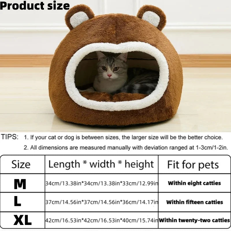 Brown Cat Bed Cozy Pet Tent