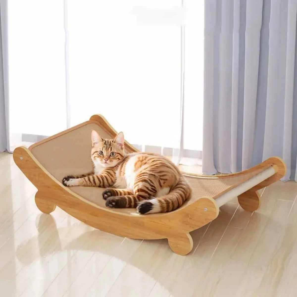 Multifuction Wooden Cat Scratching Sleeping Bed