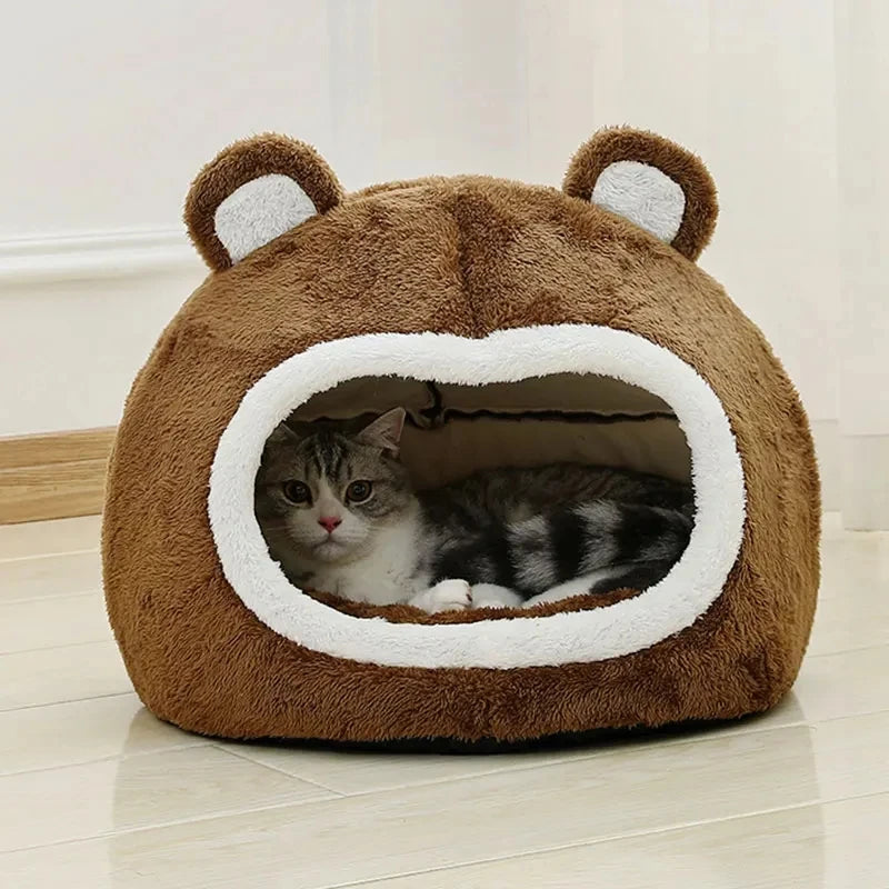 Brown Cat Bed Cozy Pet Tent