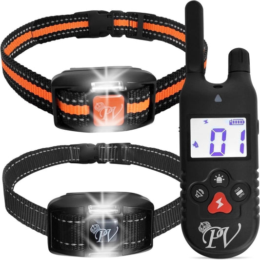 Dog Training Collar 3000 ft Control Range, Waterproof, Remote, LED Light, Beep, Shock, Vibration, Keypad Lock Mode Best Buddy