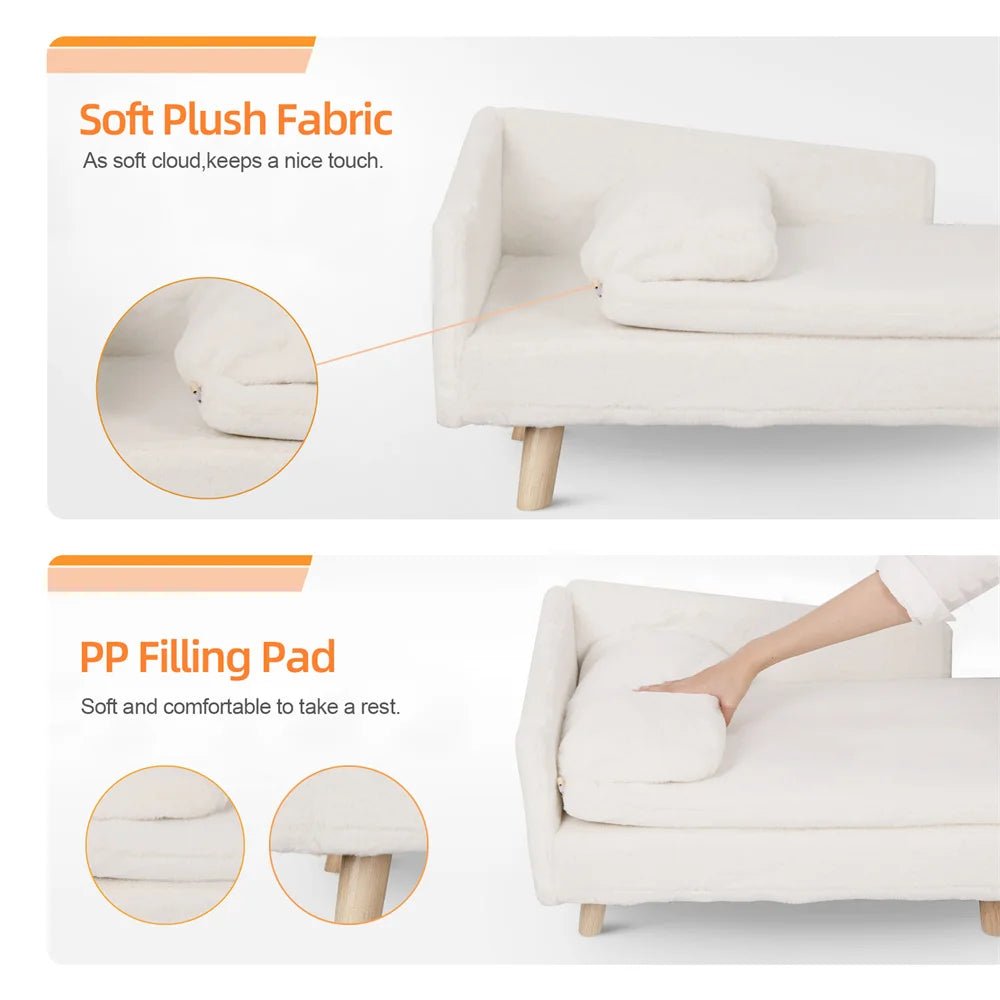 Luxury Elevated Dog Sofa Bed with Backrest Plush Cushion - Best Buddy Store