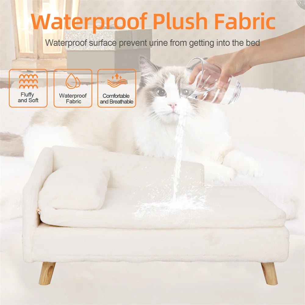 Luxury Elevated Dog Sofa Bed with Backrest Plush Cushion - Best Buddy Store