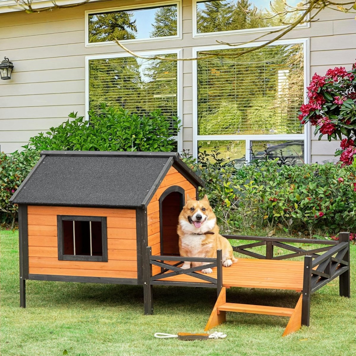 Outdoor Elevated Wooden Dog House - Best Buddy Store