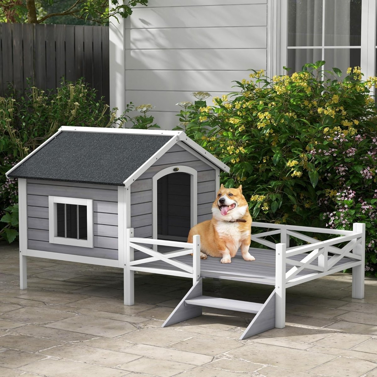 Outdoor Elevated Wooden Dog House - Best Buddy Store