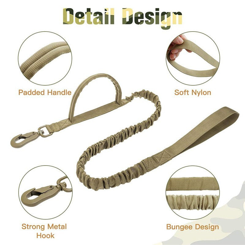 Tactical Dog Collar & Leash Set — Heavy-Duty Nylon, Metal Buckle, Water-Resistant, 4 Colors