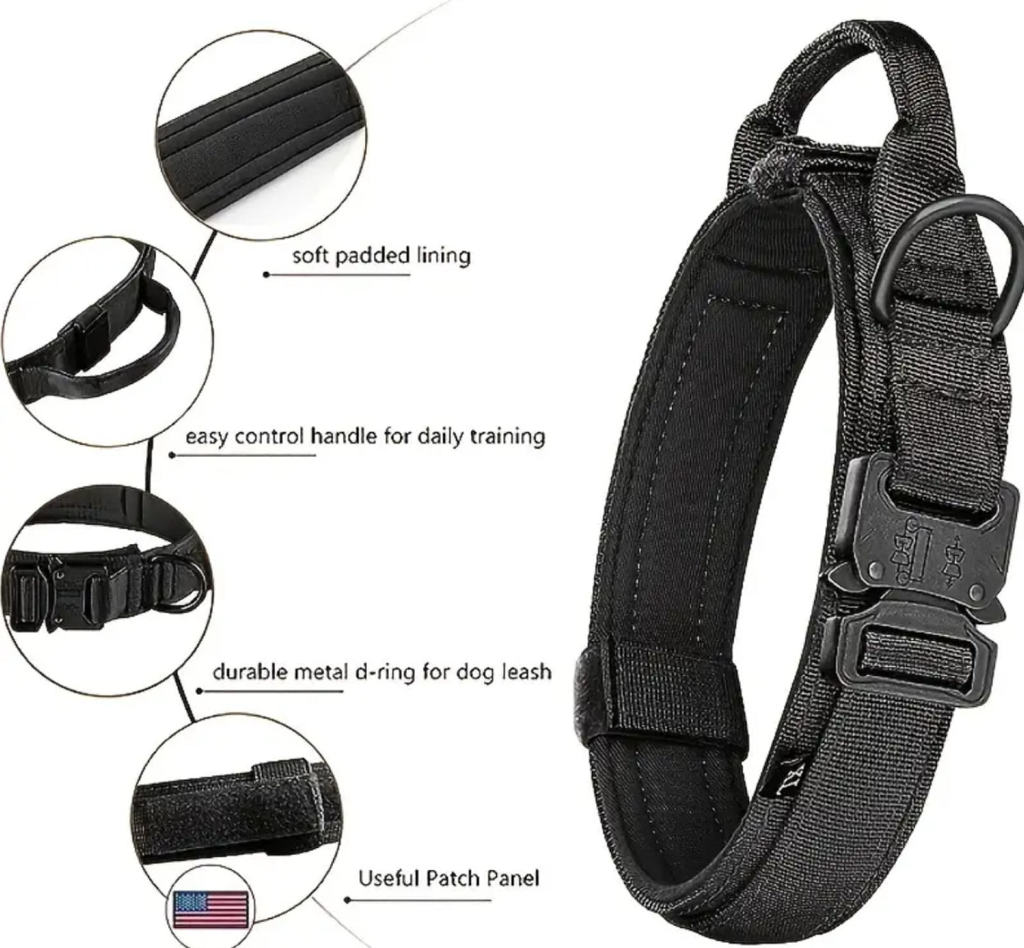 Tactical Dog Collar & Leash Set — Heavy-Duty Nylon, Metal Buckle, Water-Resistant, 4 Colors