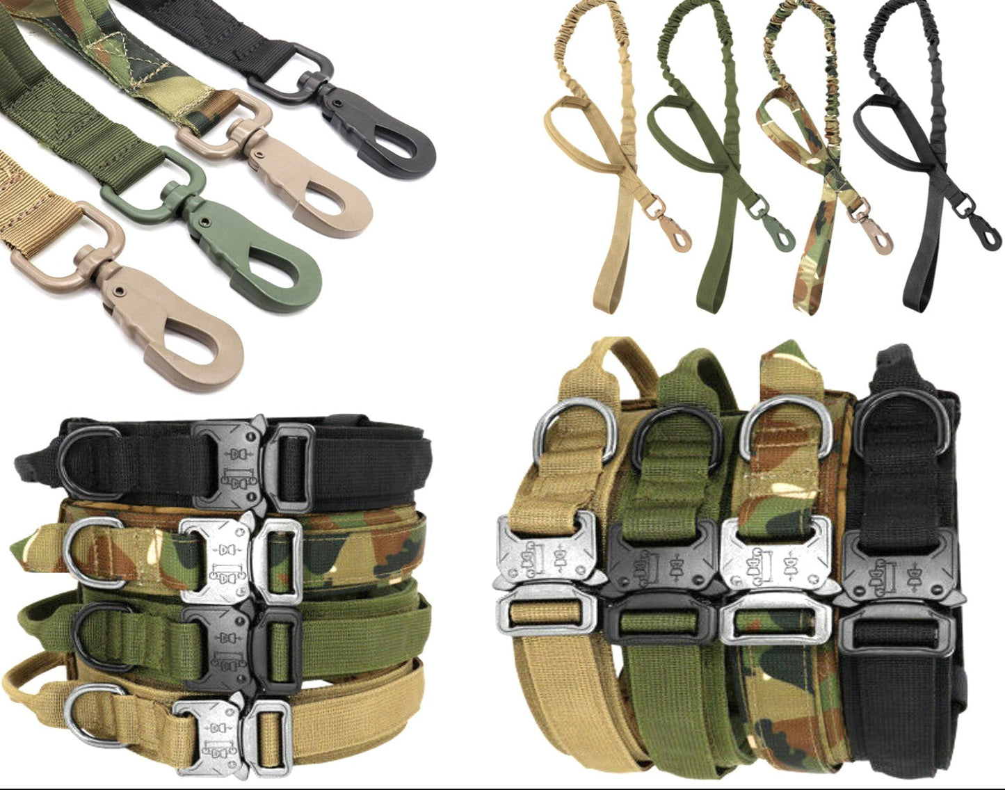 Tactical Dog Collar & Leash Set — Heavy-Duty Nylon, Metal Buckle, Water-Resistant, 4 Colors