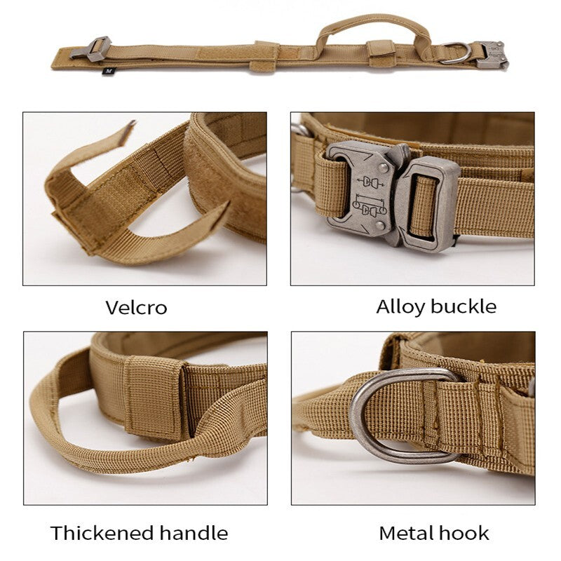 Tactical Dog Collar & Leash Set — Heavy-Duty Nylon, Metal Buckle, Water-Resistant, 4 Colors