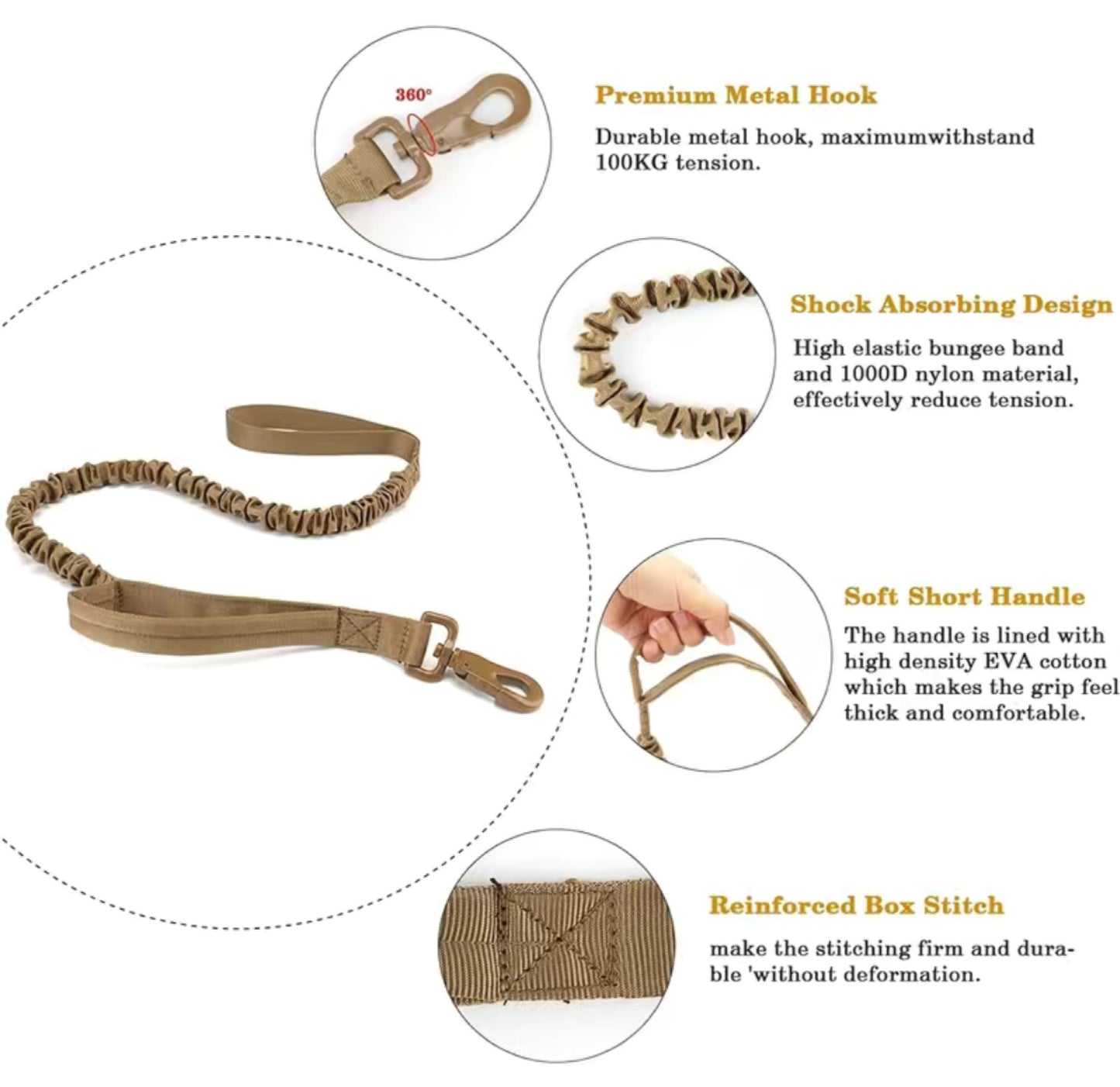 Tactical Dog Collar & Leash Set — Heavy-Duty Nylon, Metal Buckle, Water-Resistant, 4 Colors