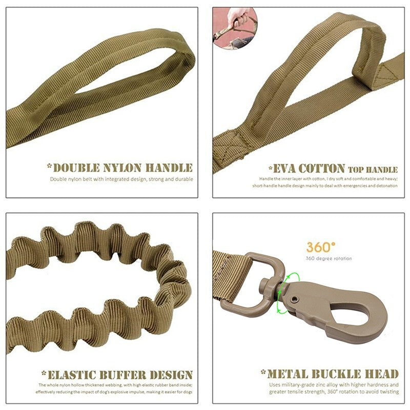 Tactical Dog Collar & Leash Set — Heavy-Duty Nylon, Metal Buckle, Water-Resistant, 4 Colors