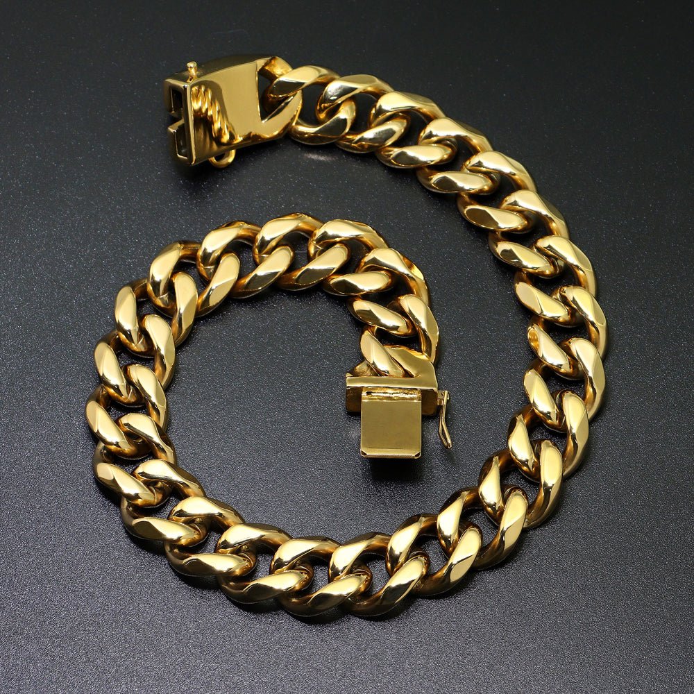 18K Gold Dog Chain Collar Cuban Link Heavy Duty Super Strong Chew Proof - Best Buddy Store