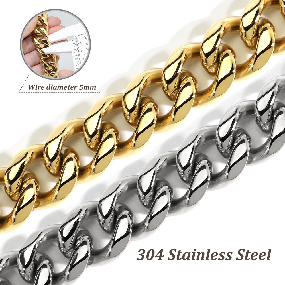 18K Gold Dog Chain Collar Cuban Link Heavy Duty Super Strong Chew Proof - Best Buddy Store