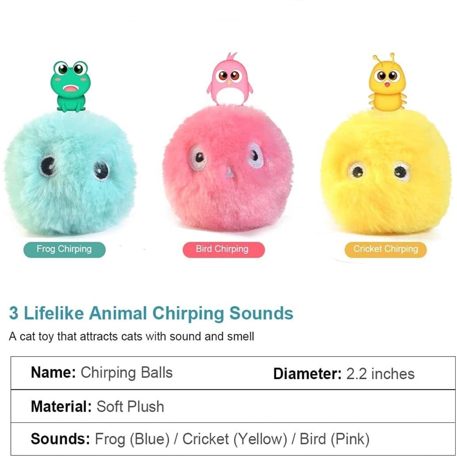 3 Pack Fluffy Interactive Cat Ball Toys Chirping Balls - Best Buddy Store