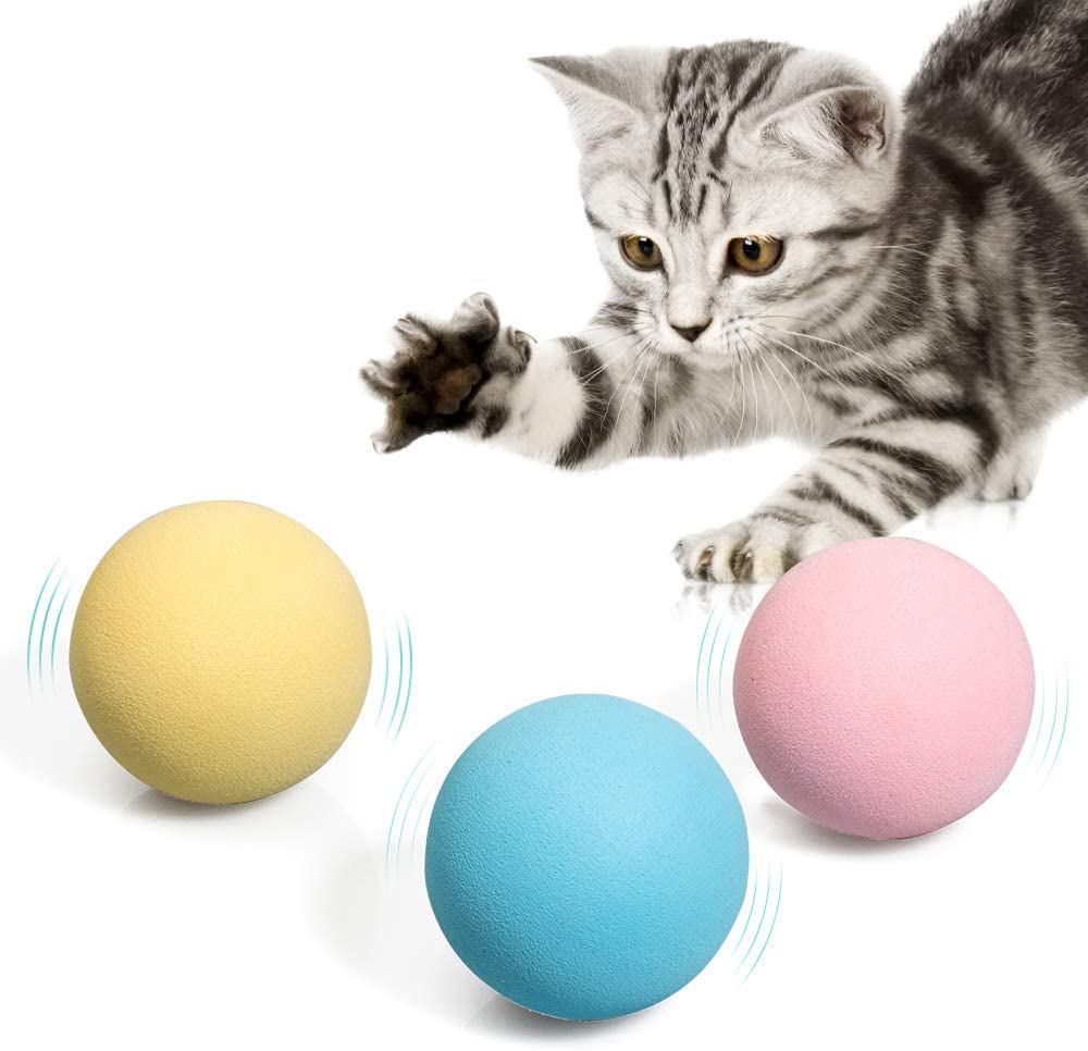 3 Pack Fluffy Interactive  Cat Ball Toys Chirping Balls | Best Buddy