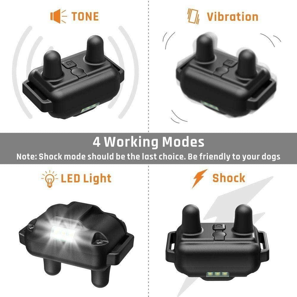 Electric Dog Training Collar Waterproof Rechargeable Remote Control Shock Vibration Sound