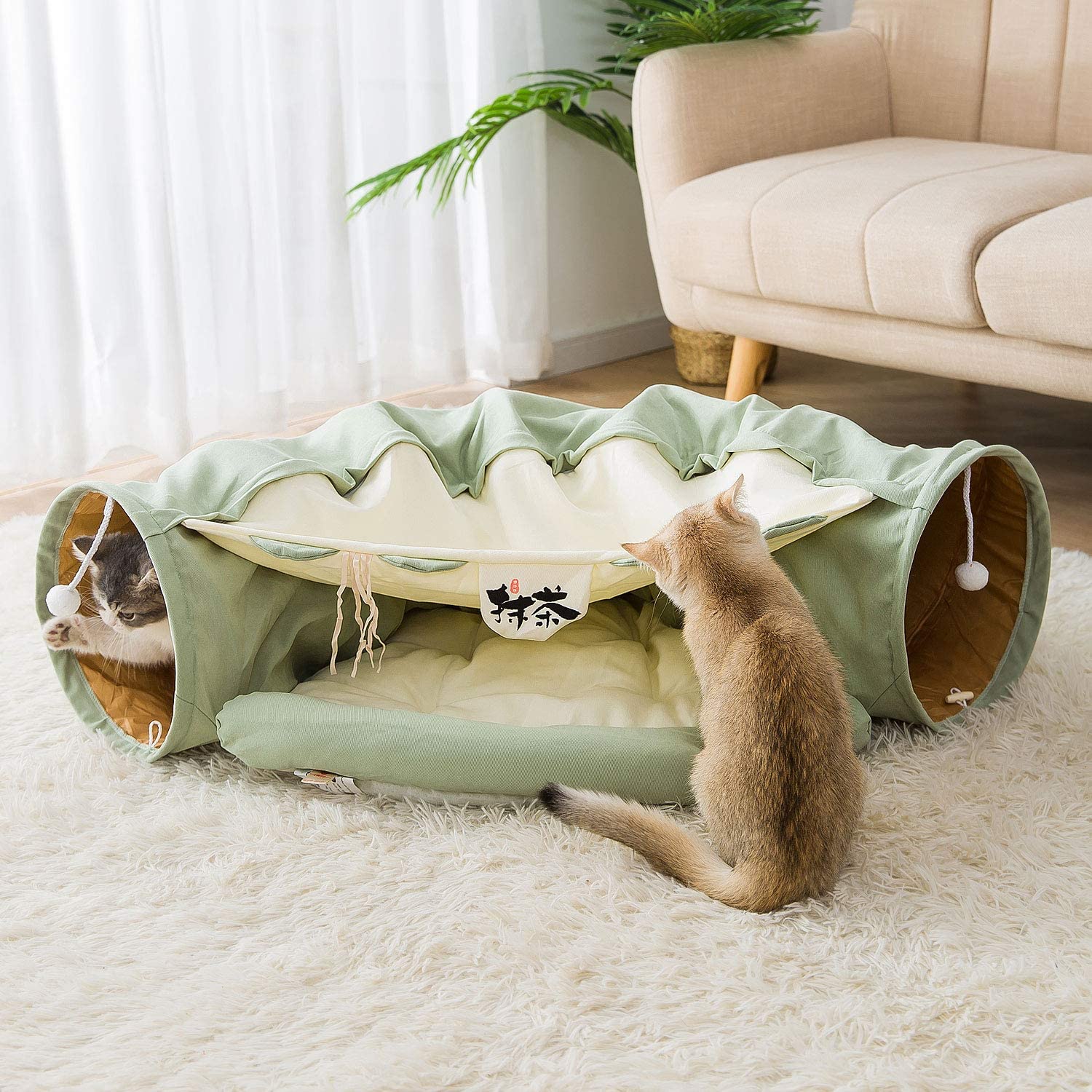 Cat Bed tunnel Collapsible 2-Hole Tube - BestBuddyStore