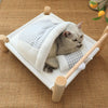 Heated Cat Bed Perch Cave Winter Wooden Sofa - BestBuddyStore