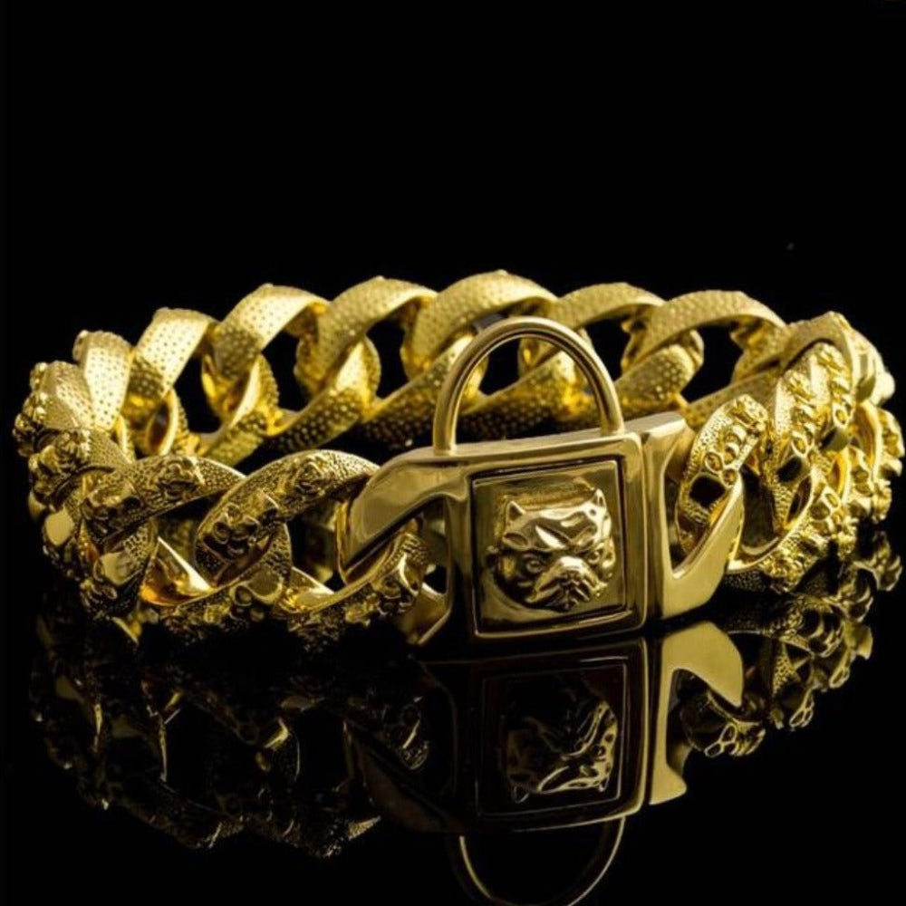 High-Quality Large Dog Gold Chain Collar | BestBuddyStore