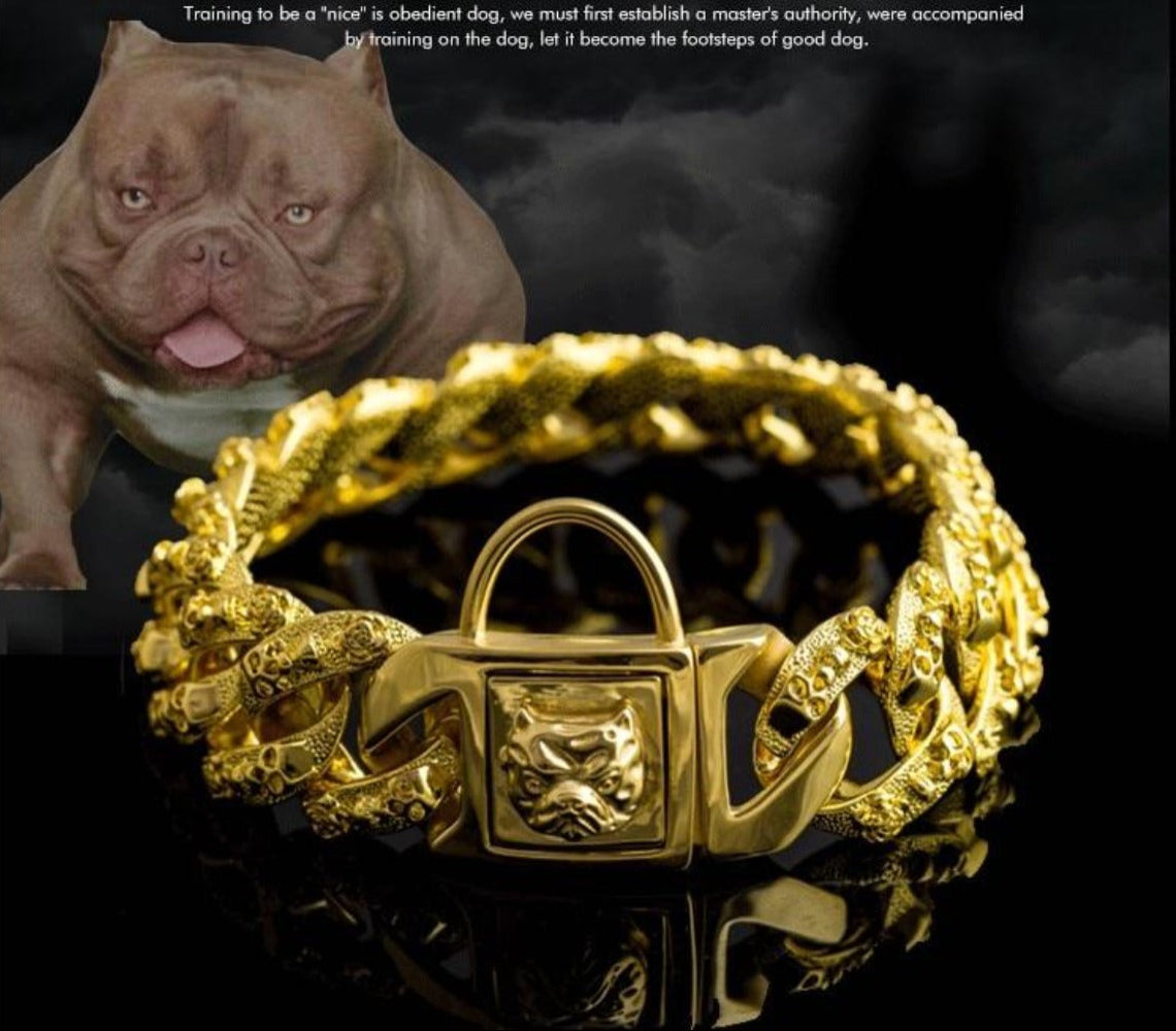 High-Quality Large Dog Gold Chain Collar | BestBuddyStore