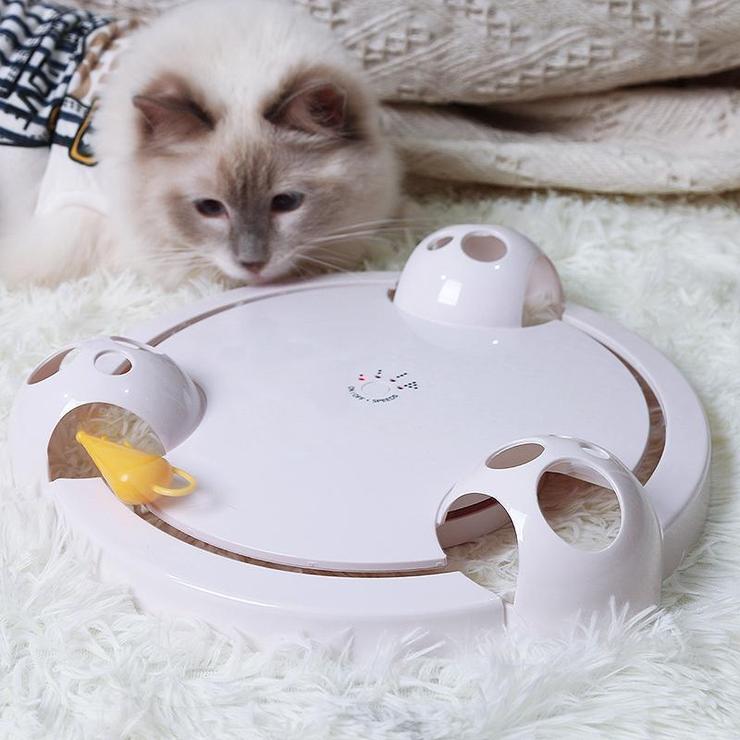 Interactive Pet Cat Toys Funny Cat Automatic Rotating Cat Play Teaser Plate Mice Catch Toy Electric Playing Exercise Toys - BestBuddyStore