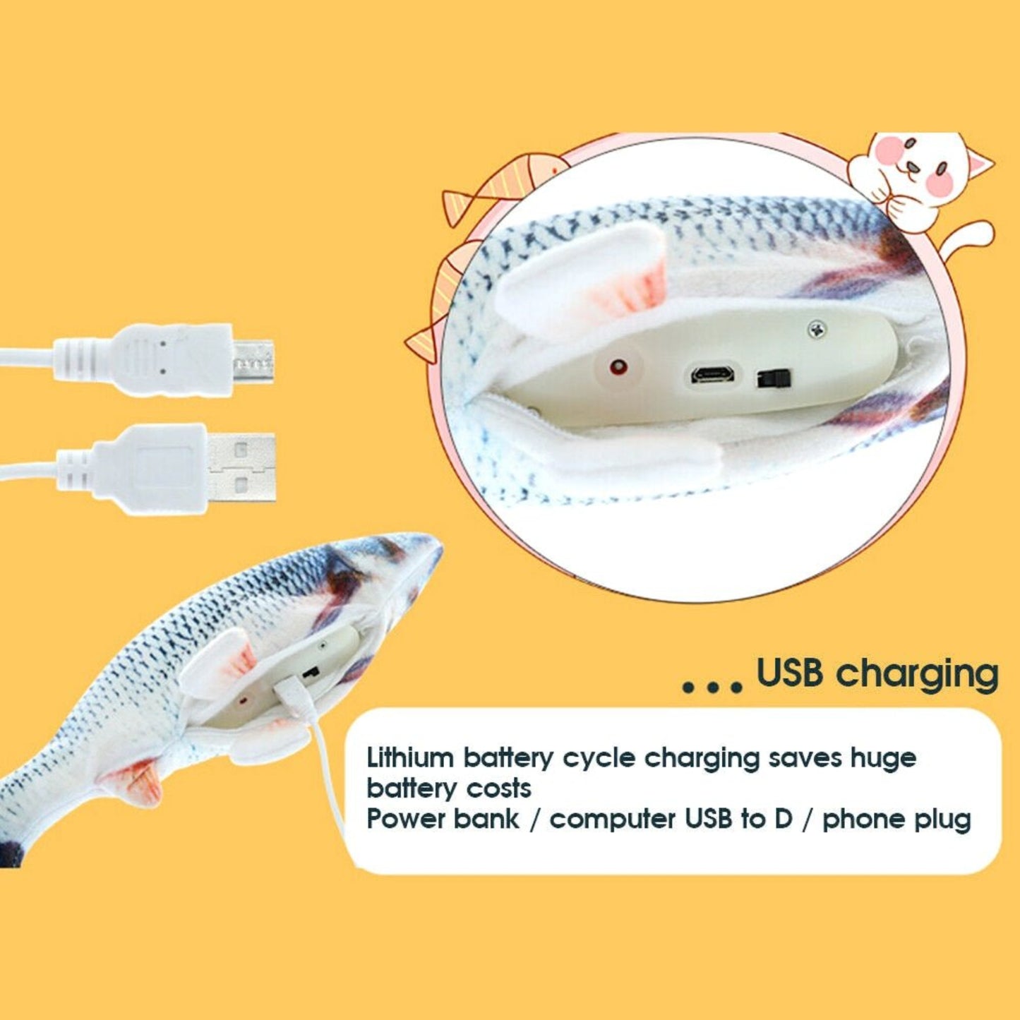 Electric Cat Toy 3D Fish USB Charging Simulation Fish Interactive Cat Toys - Best Buddy Store