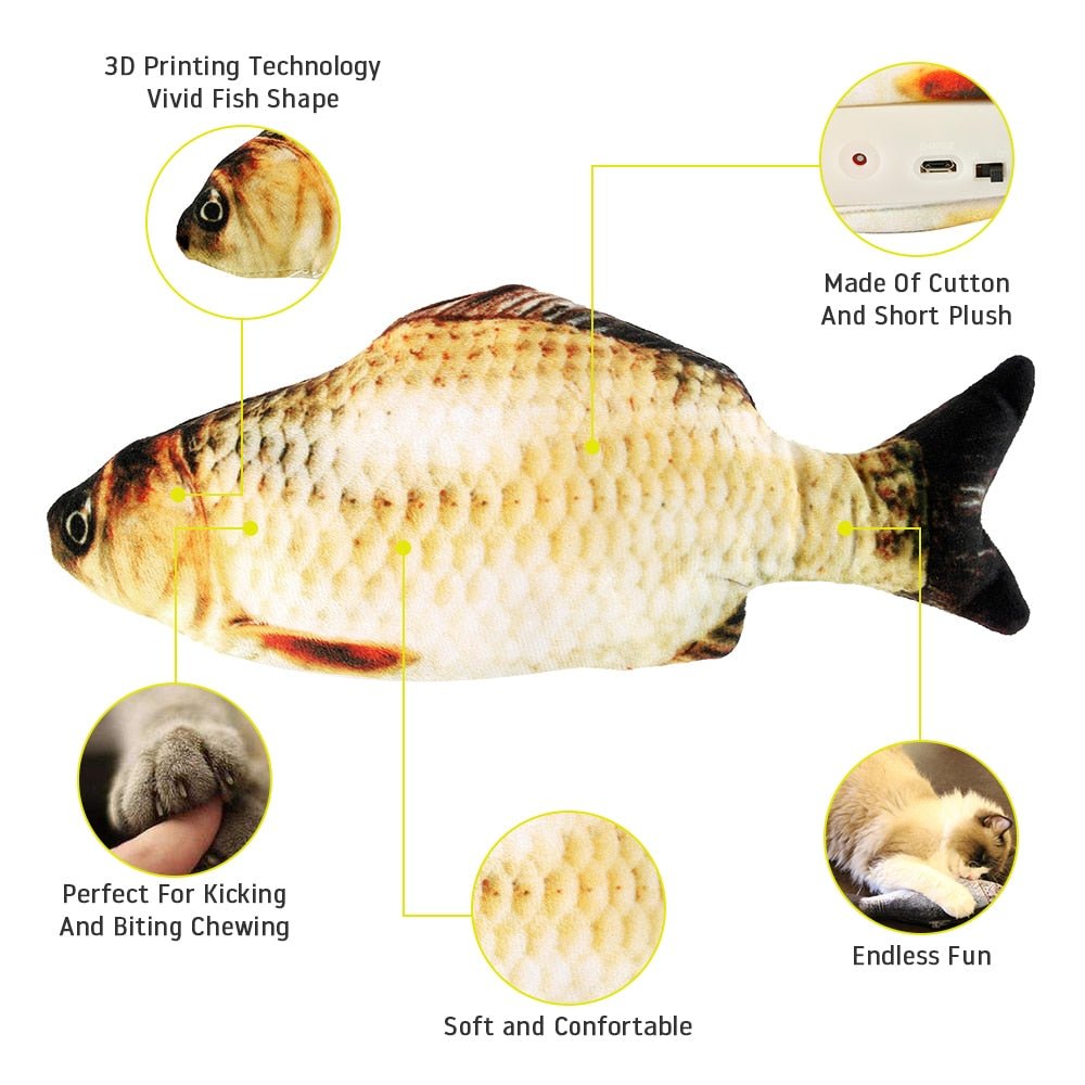 Electric Cat Toy 3D Fish USB Charging Simulation Fish Interactive Cat Toys - Best Buddy Store