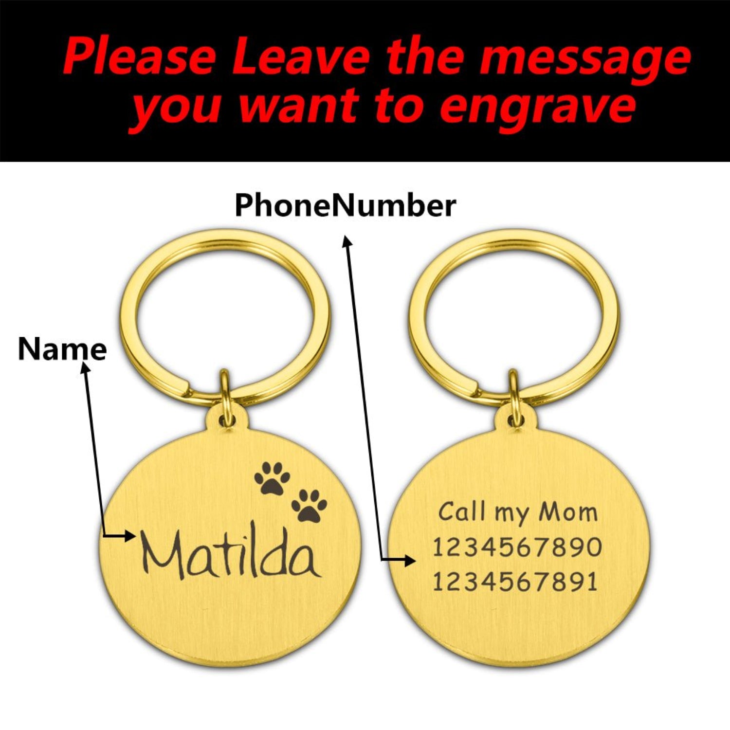 Engraved Pet ID Tag Personalized Custom Name Pendant - Best Buddy Store