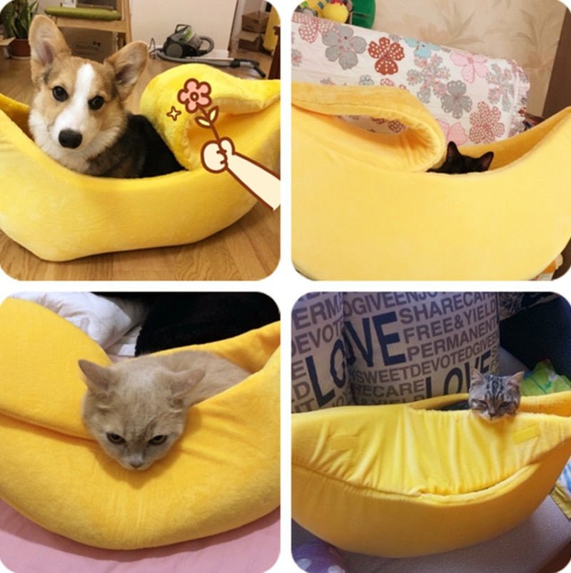 Funny Cute Cozy Banana Cat Bed House Warm Durable Portable Pet Basket - Best Buddy Store